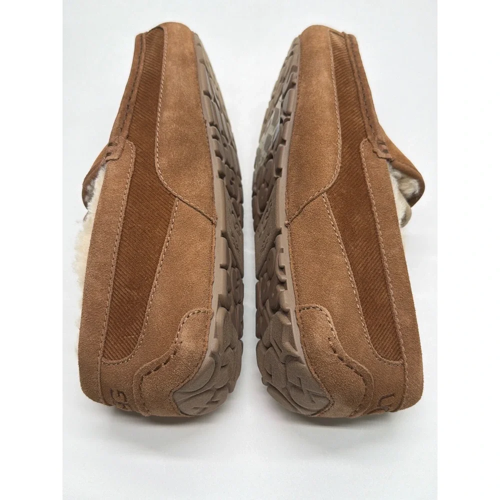 UGG Mens Ascot Corduroy II Chestnut Suede Moccasin Slippers 1125932 Size 9